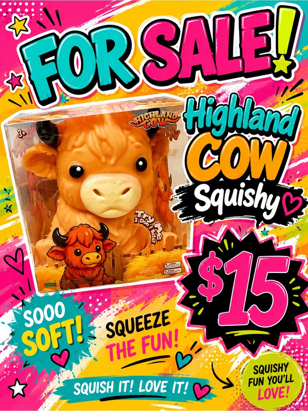 Viral Highland Cow Mega Squishy!